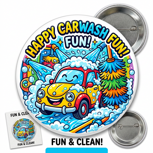 Carwash Cartoon Pin Button 2.25-inch