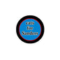 Black circular pinback with blue center reading 'Cats for Sanders'.