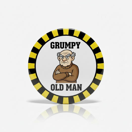 CAUTION Grumpy Old Man Pinback 2.25-inch