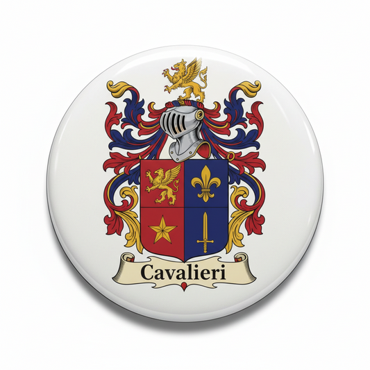 Cavalieri Family Crest Coat of Arms Pin Button 3-inch