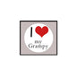 White pinback badge with red heart and text reading “my Grampy”