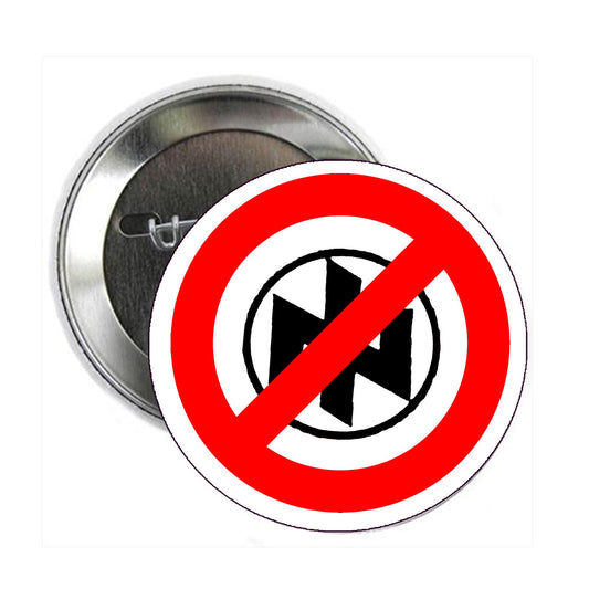 2.25" Red Slash Against Fascism Not Fascism Pin Pinback Funny Button Badge Brooch