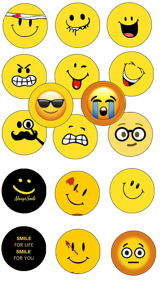 15 Pcs Emoticons Funny Smiles 1.25" Pinback for Jackets, Backpack