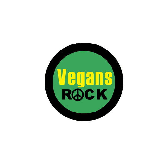 Vegans ROCK Badge 2.25" Pinback or Jackets, Backpacks, etc.
