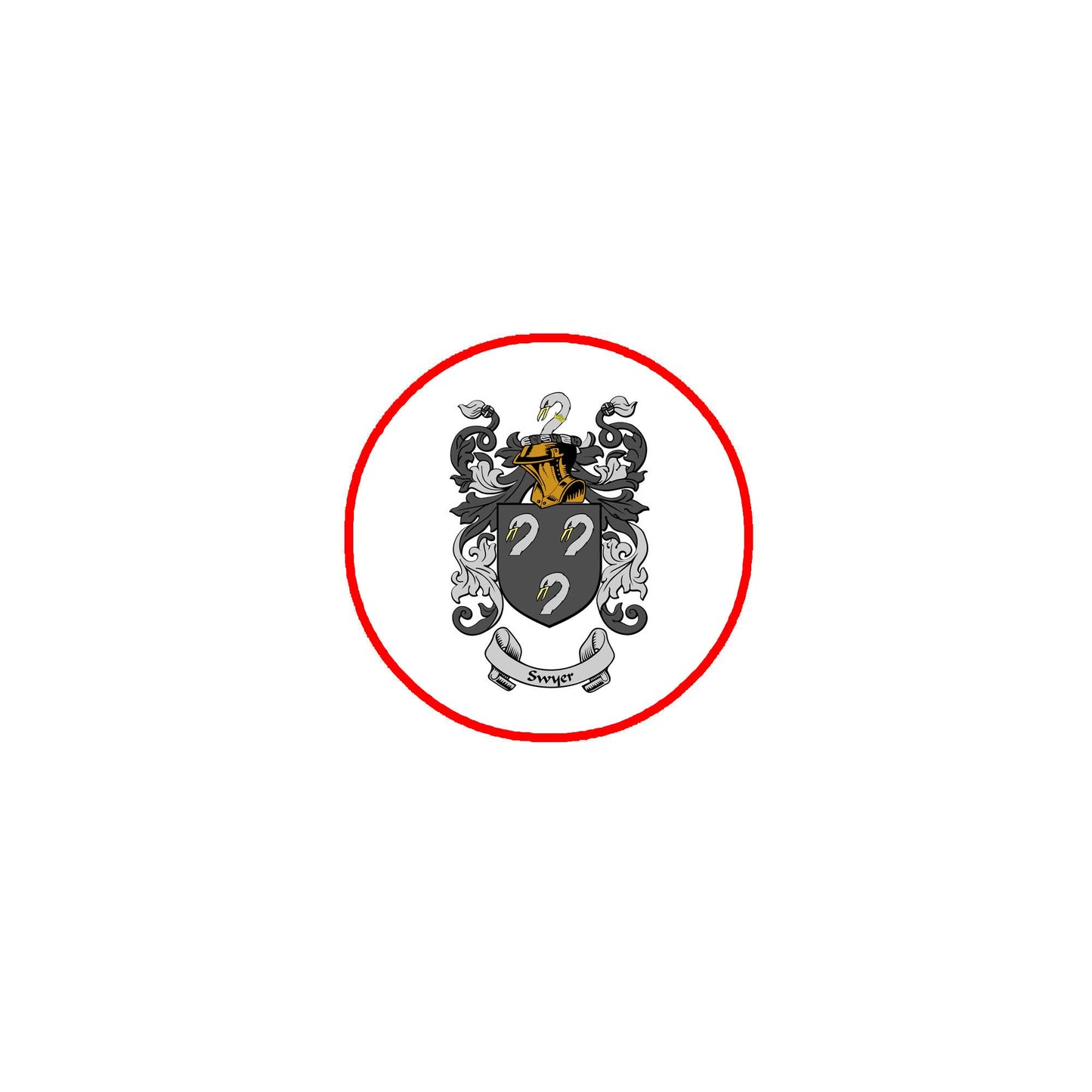 Swyer Family Crest 3-inch Coat of Arms Round Pinback Badge Brooch Pin Back Default Title
