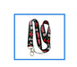 Black themed lanyard with keyring clip, colorful printed phone strap