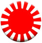 Japanese naval ensign pinback button, red sun with white striped rays