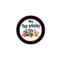 2.25-inch pinback button with black rim and "My 1st Visit!" design