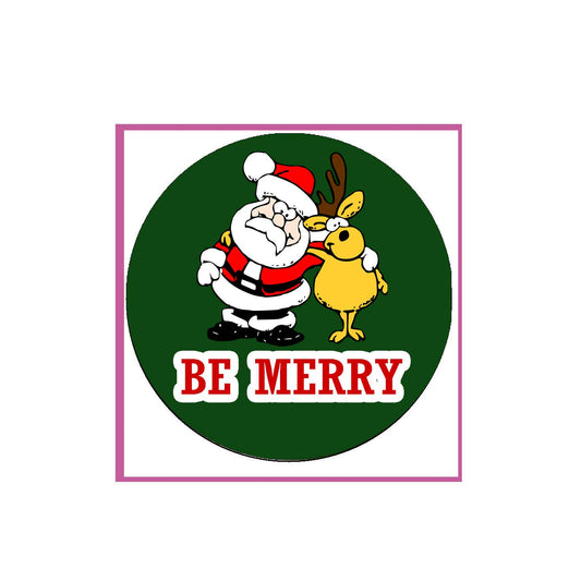 10 Pcs BE MERRY Pinback Badge 1.25" Christmas Wishes