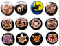 Set of 12 round cowboy Texas pin buttons with horse, cowboy, and Texas designs