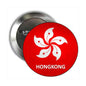 2.25-inch Hong Kong flag pinback button, red with white flower and HONGKONG text