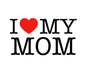 Mousepad with red heart and black "I ♥ MY MOM" text