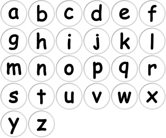 English Alphabet Lower Case Black ColourPinback Buttons Badges Pin 1 Inch Set of 26 New Default Title