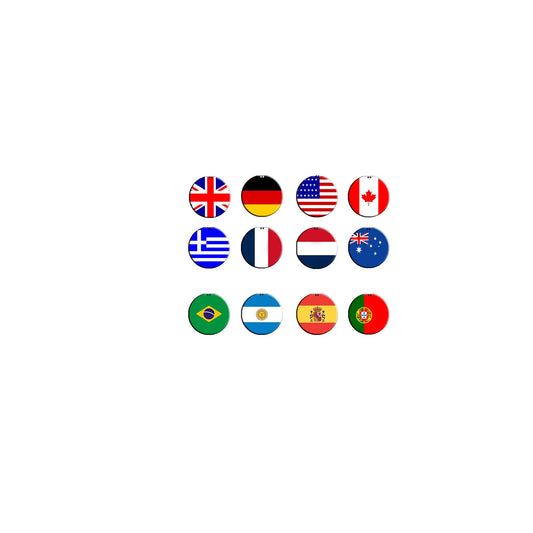 12 Pcs World Flags Group Hashtag 5 Pinback Default Title