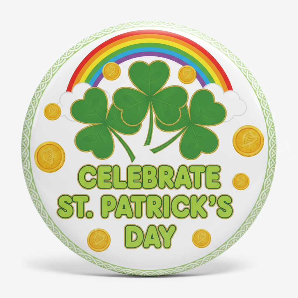 Celebrate St Patrick's Day Pinback 2.25-inch