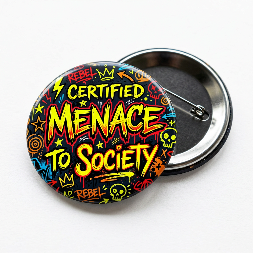 Certified Menace To Society Pin Button 2.25-inch
