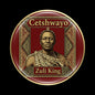 Cetshwayo Zulu King pinback button, red-gold circular design with portrait and text