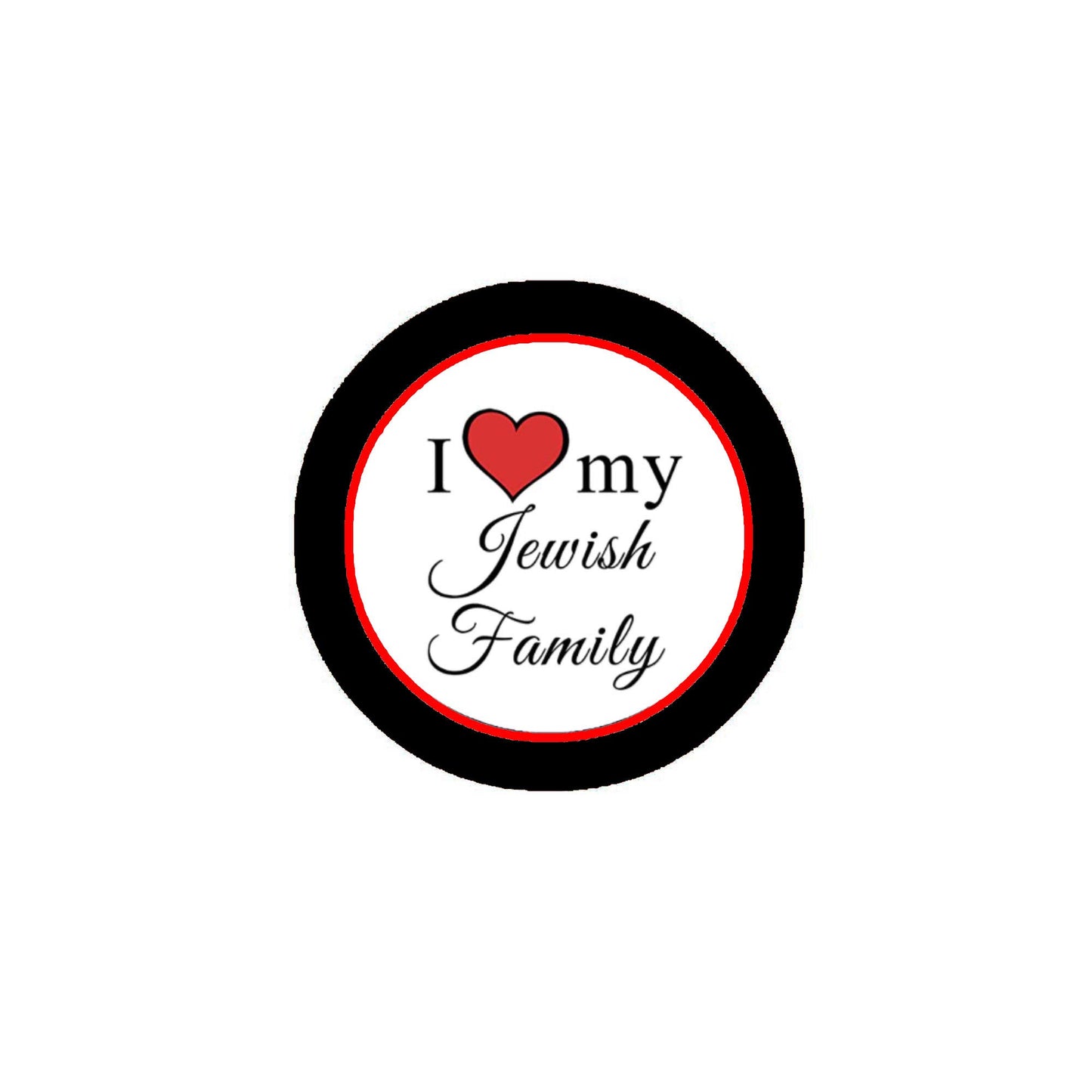 I Love My Jewish Family Heart Religious Pride 2.25-inch Pinback Default Title