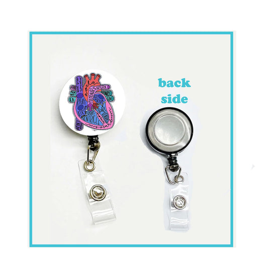 Student Friend Nurse Badge Reels Cute Felt Retractable Badge Reels Themed Badge Holders Gift for Nurses Doctors ID Badges Name Cards Lanyards Holidays 1.45" Cardiac Cath Lab Cardiology Heart
