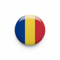 Chad flag enamel pin, circular design with yellow, blue, and red stripes