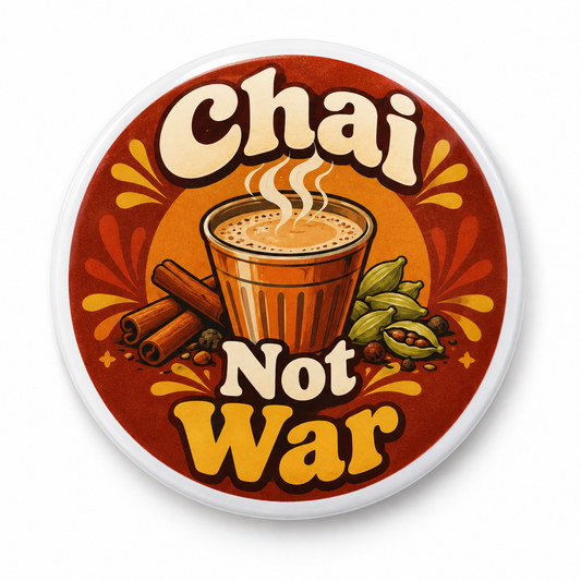 Make Chai Not War Pin Button 2.25-inch