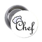 1.25-inch round pinback button with Chef word and chef hat illustration
