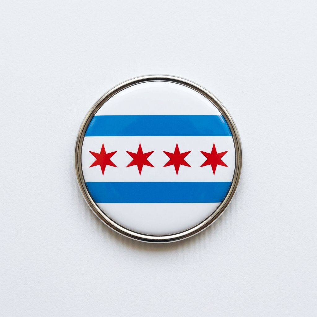 CHICAGO FLAG Pin Button 2.25-inch