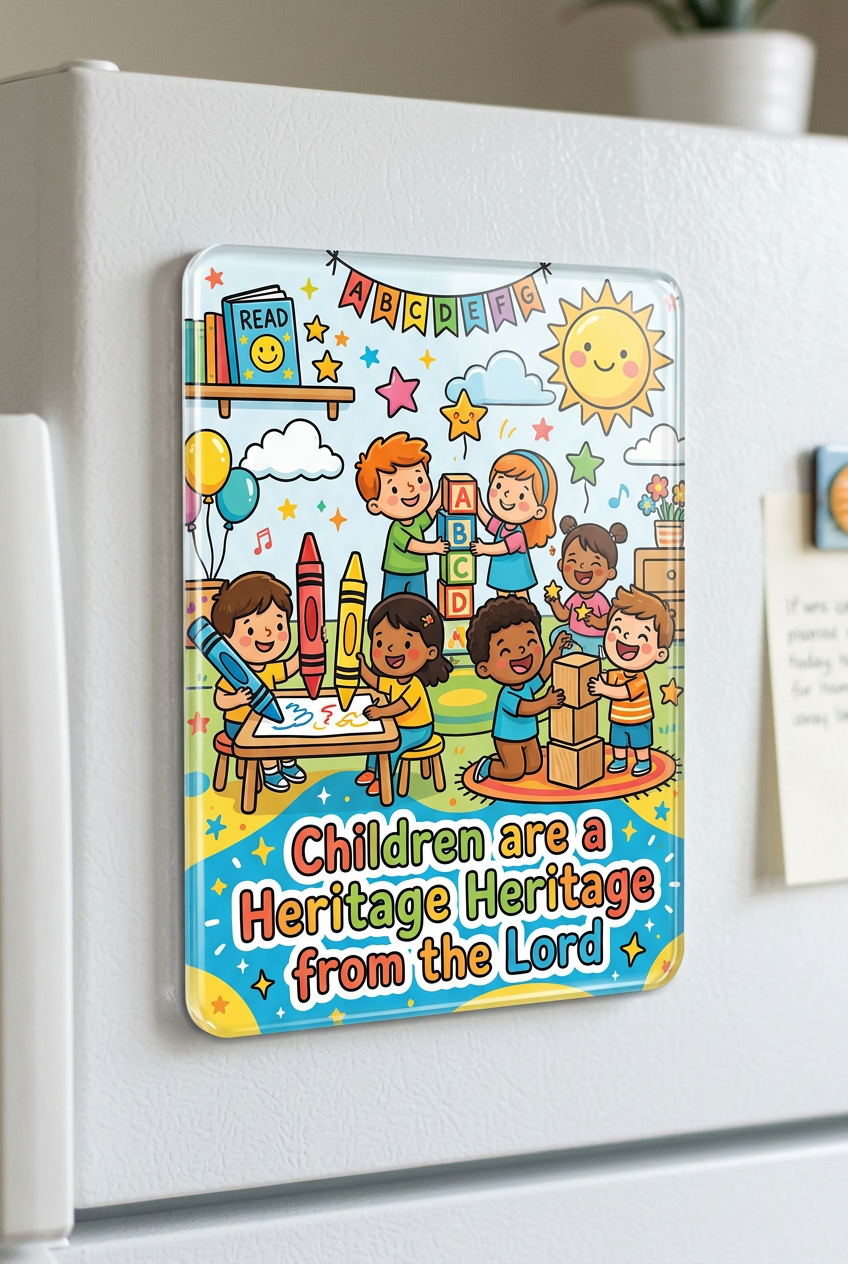 Children are a heritage from the Lord Acrylic Fridge Magnetic 3-inch x 4-inch