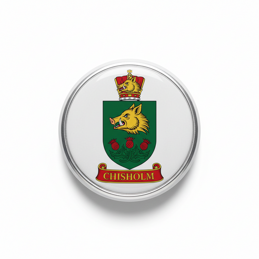 Chisolm Family Crest Coat of Arms Pin Button 3-inch