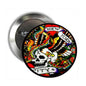 2.25-inch round pinback button with colorful tattoo-style New York skull artwork