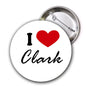 1.25-inch round pinback button with 'I Love Clark' text and red heart