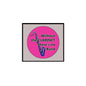 2.25-inch pinback button: pink circle with 'Without the Clarinet' text and clarinet icon