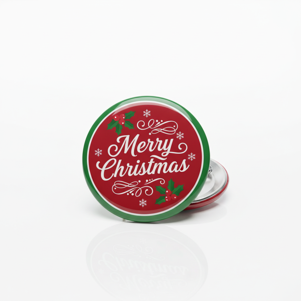 Classic Festive Merry Christmas Pinback 2.25-inch