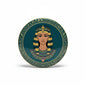 2.25-inch Cleopatra portrait pinback button, teal and gold circular design