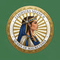 Cleopatra Selene II queen pinback button, round 2.25-inch with blue-gold portrait