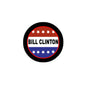 Round pinback button with Bill Clinton text and red, white, blue stars design