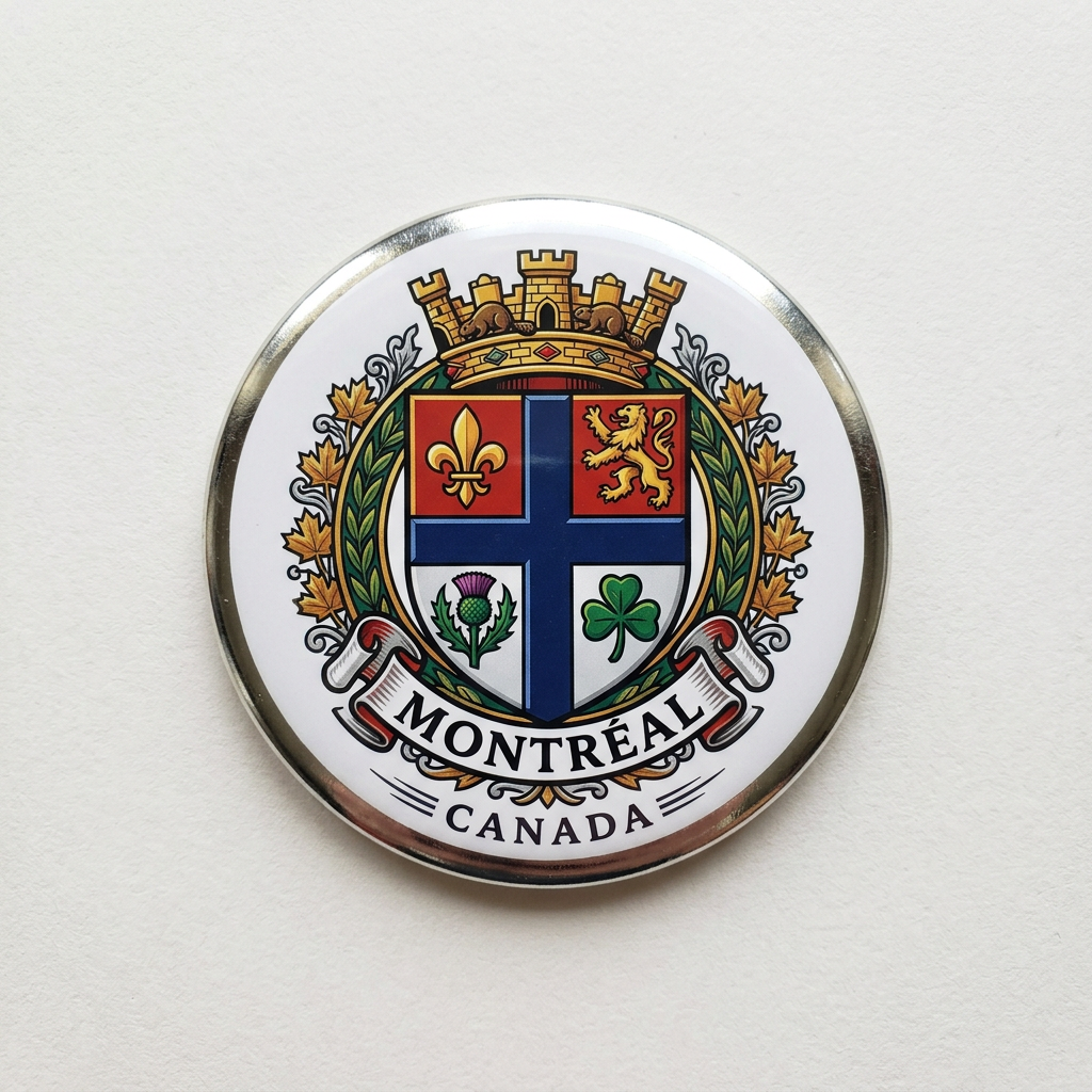 Coat of Arms of Montréal, CANADA Pin Button 2.25-inch
