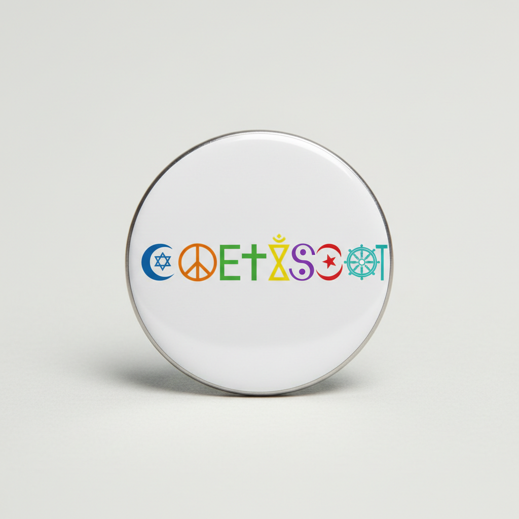 COEXIST White Colorful Pinback 2.25-inch Mypinbacks.com