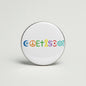 COEXIST white pinback button with colorful peace symbols, 2.25-inch