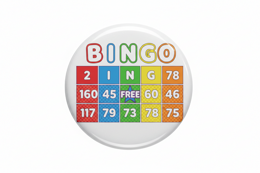 Colorful Bingo Game Board Card Pinback 2.25-inch