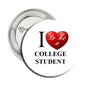 2.25-inch college student pinback button with red heart and text badge