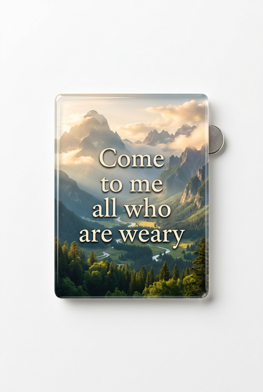 Come to me all who are weary Acrylic Fridge Magnetic 3-inch x 4-inch