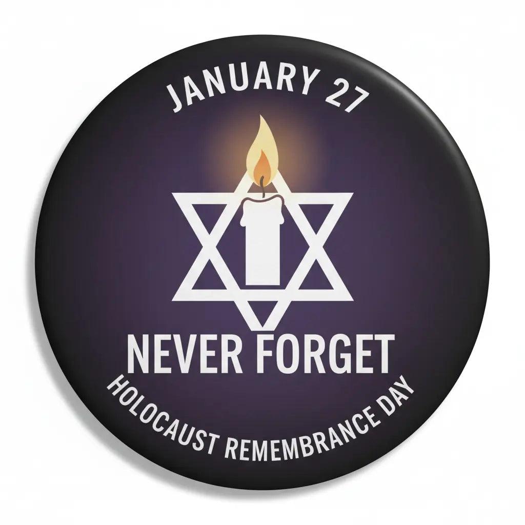 Commemoration Victims of the Holocaust (Jan 27) Pin Button 2.25-inch - mypinbacks.com