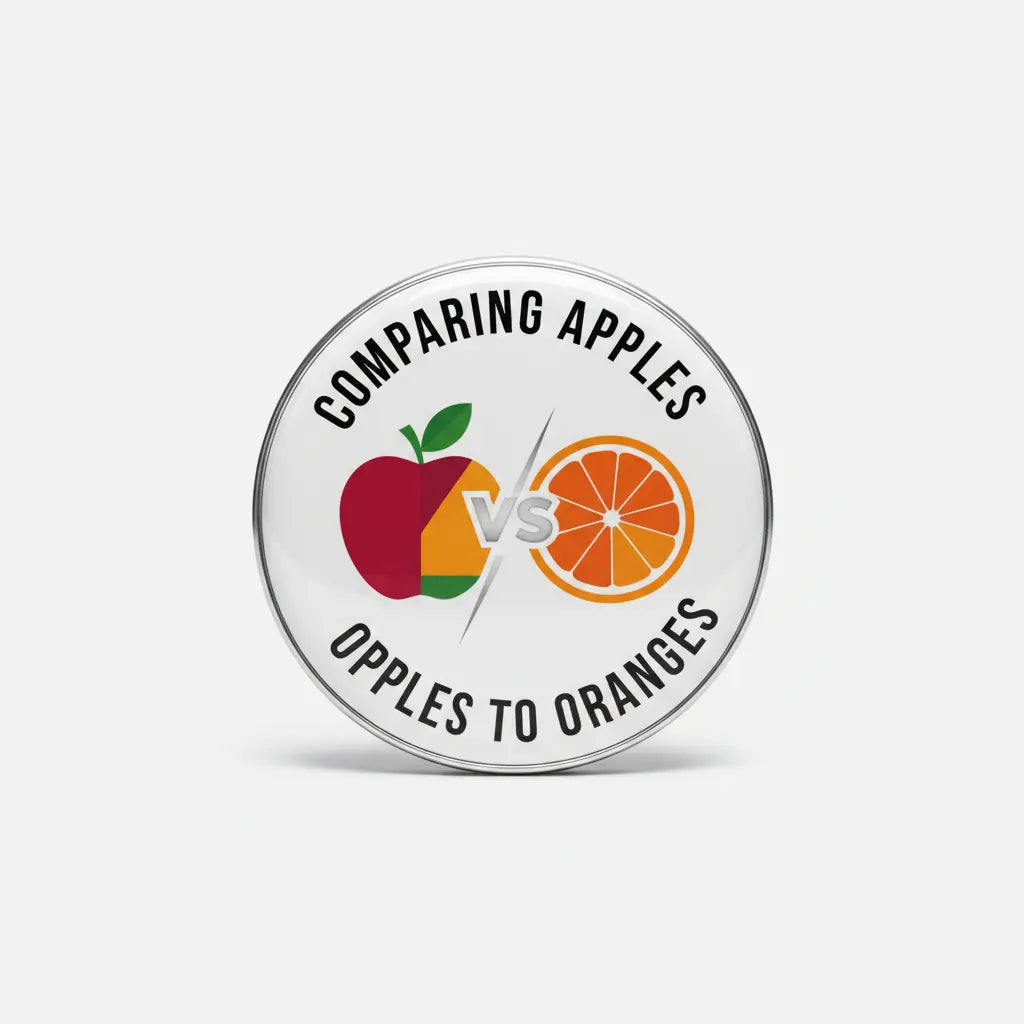Comparing apples to oranges Pin Button 2.25-inch - mypinbacks.com
