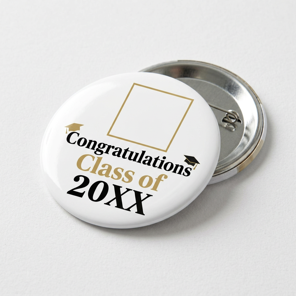 Congratulations Class of 20XX Modern Simple Photo Pin Button 2.25-inch