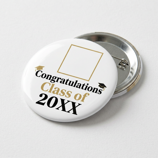 Congratulations Class of 20XX Modern Simple Photo Pin Button 2.25-inch
