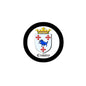 3-inch round Crowley family crest coat of arms magnet with black border and shield