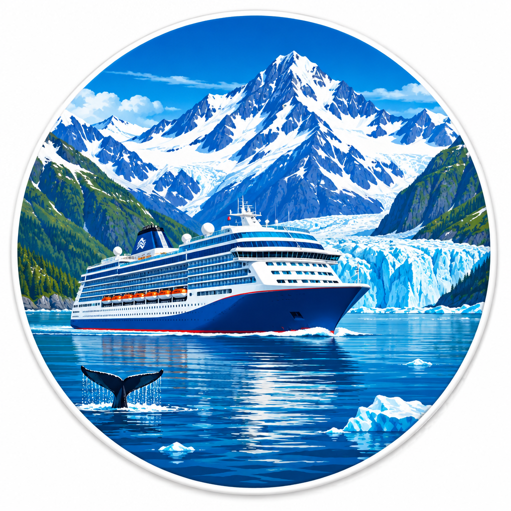 Cruise Ship Ocean Alaska mountain Pin Button 2.25-inch