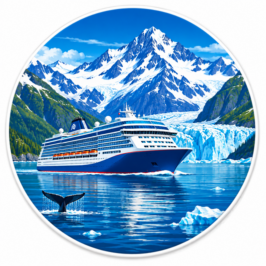 Cruise Ship Ocean Alaska mountain Pin Button 2.25-inch