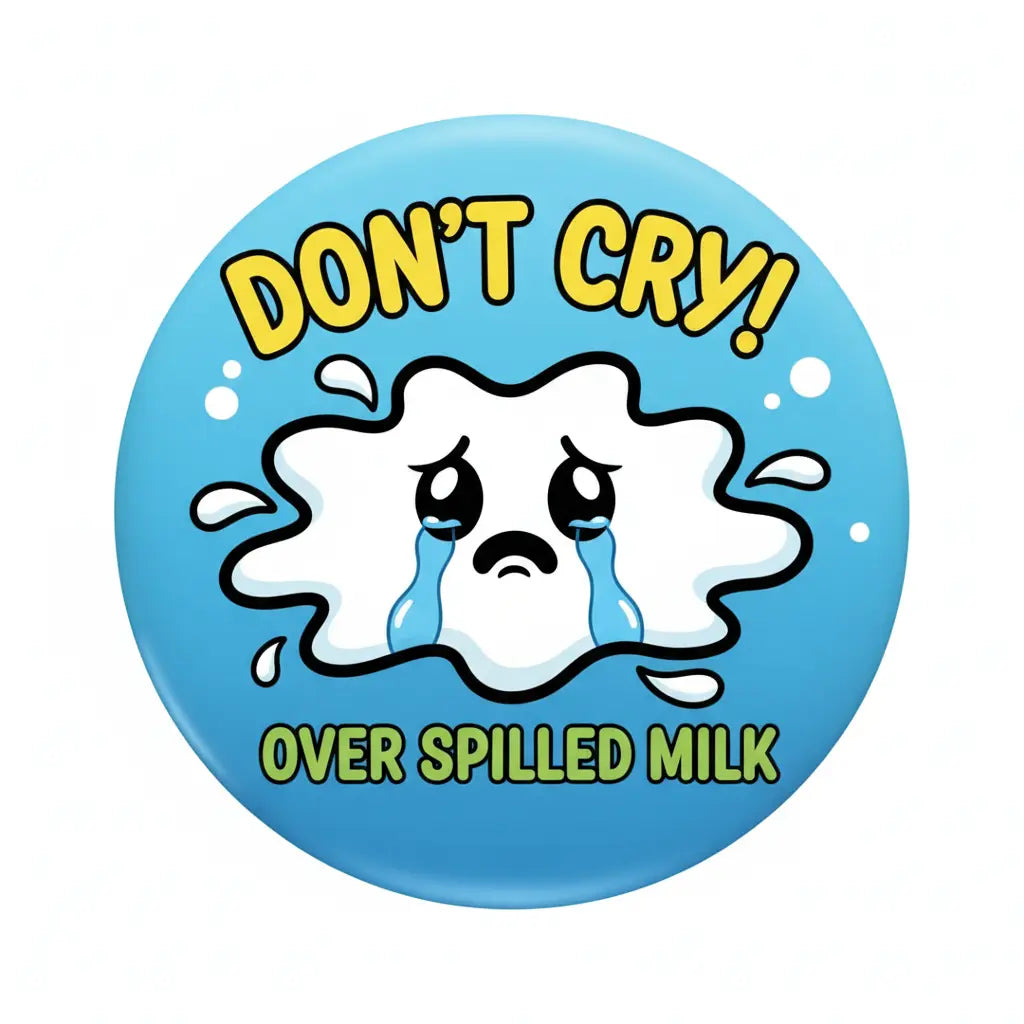 Cry over spilled milk Pin Button 2.25-inch - mypinbacks.com